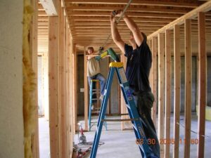 Men working on interior construction